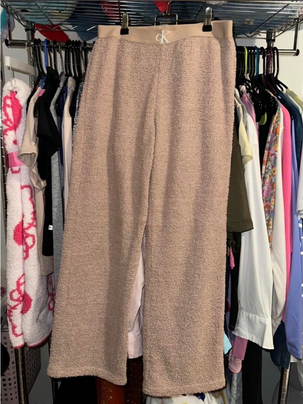 Calvin Klein Beige Fuzzy Lounge Pants